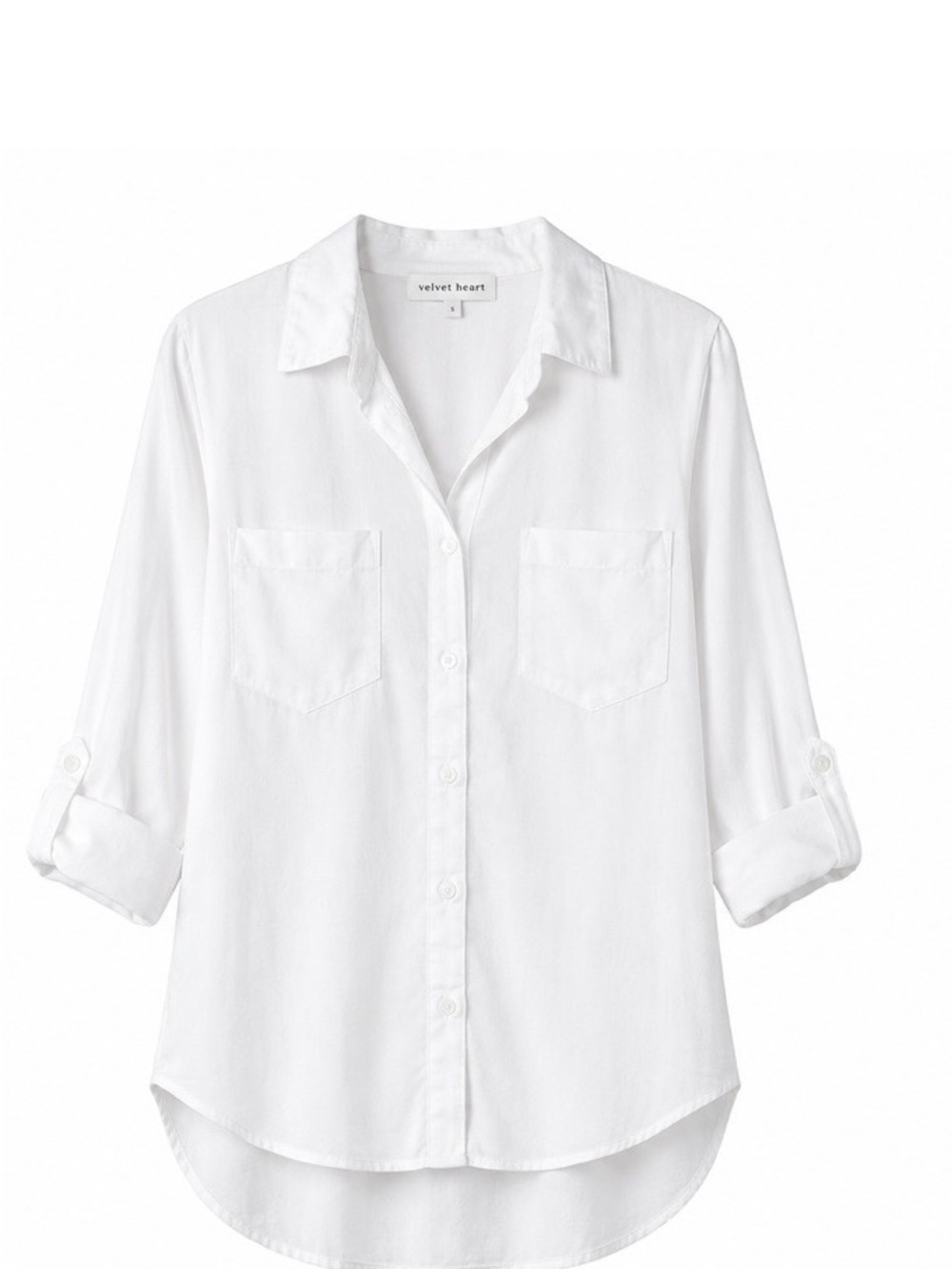 Velvet Heart Riley White Button Up Shirt Eco Luxe Minimalist Size L - Picture 2 of 7